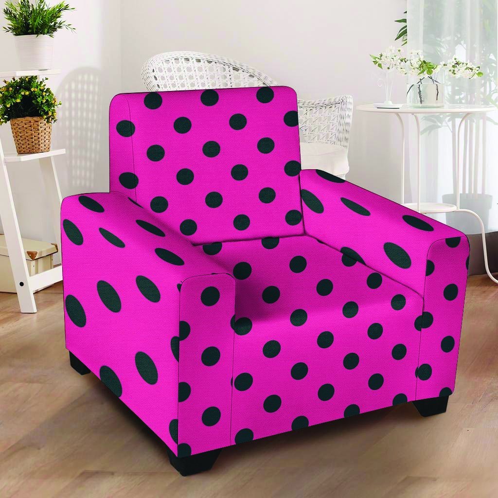 Pink And Black Polka Dot Armchair Cover-grizzshop