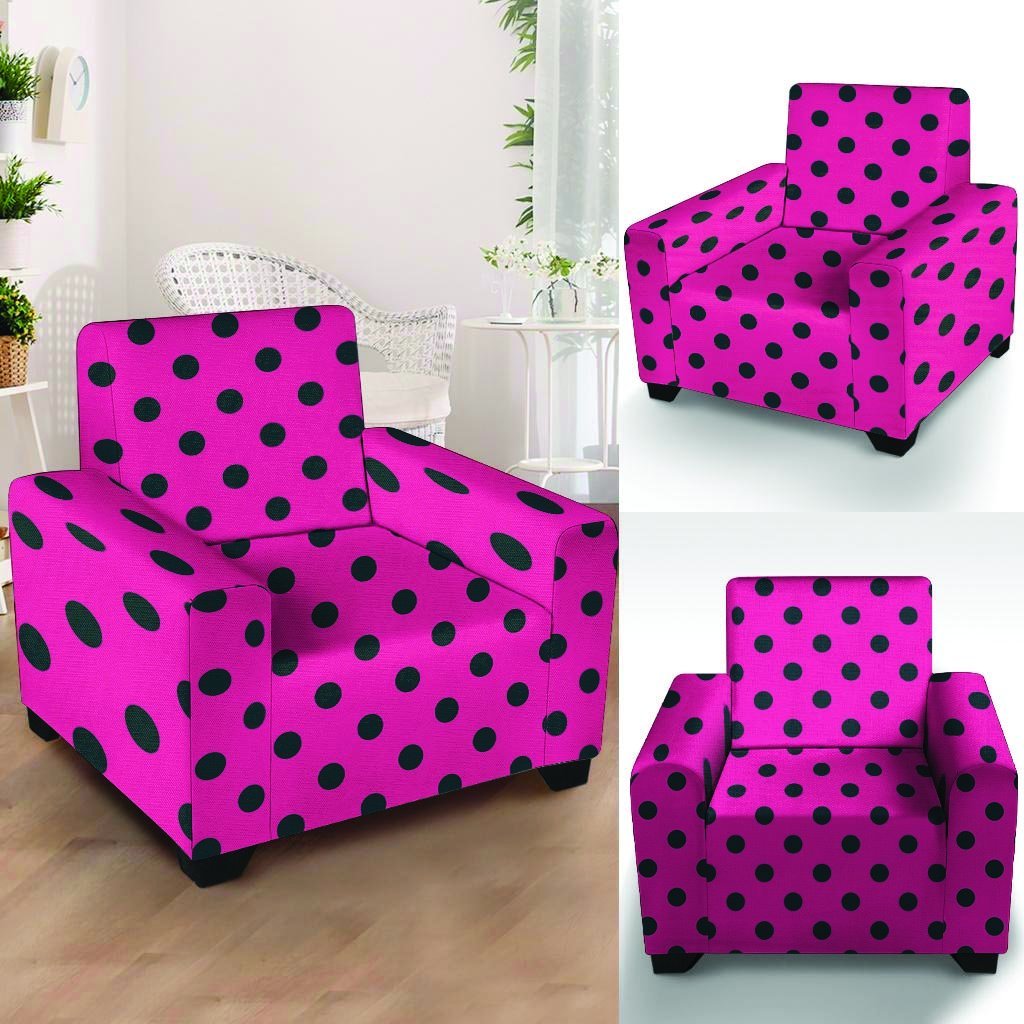 Pink And Black Polka Dot Armchair Cover-grizzshop