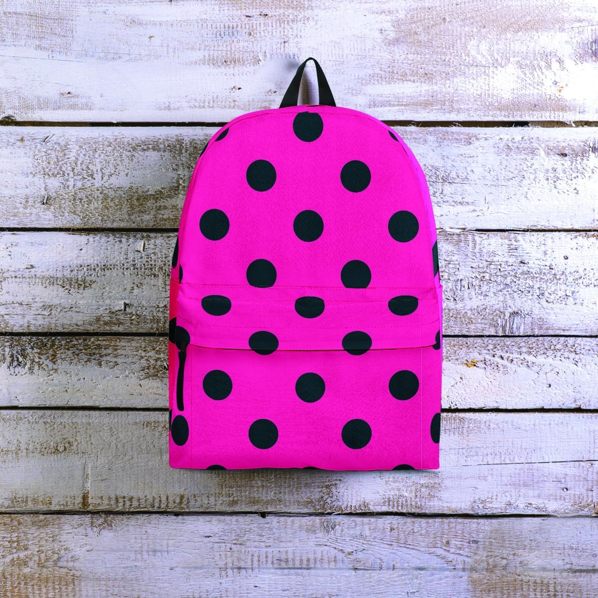 Pink And Black Polka Dot Backpack-grizzshop