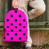 Pink And Black Polka Dot Backpack-grizzshop