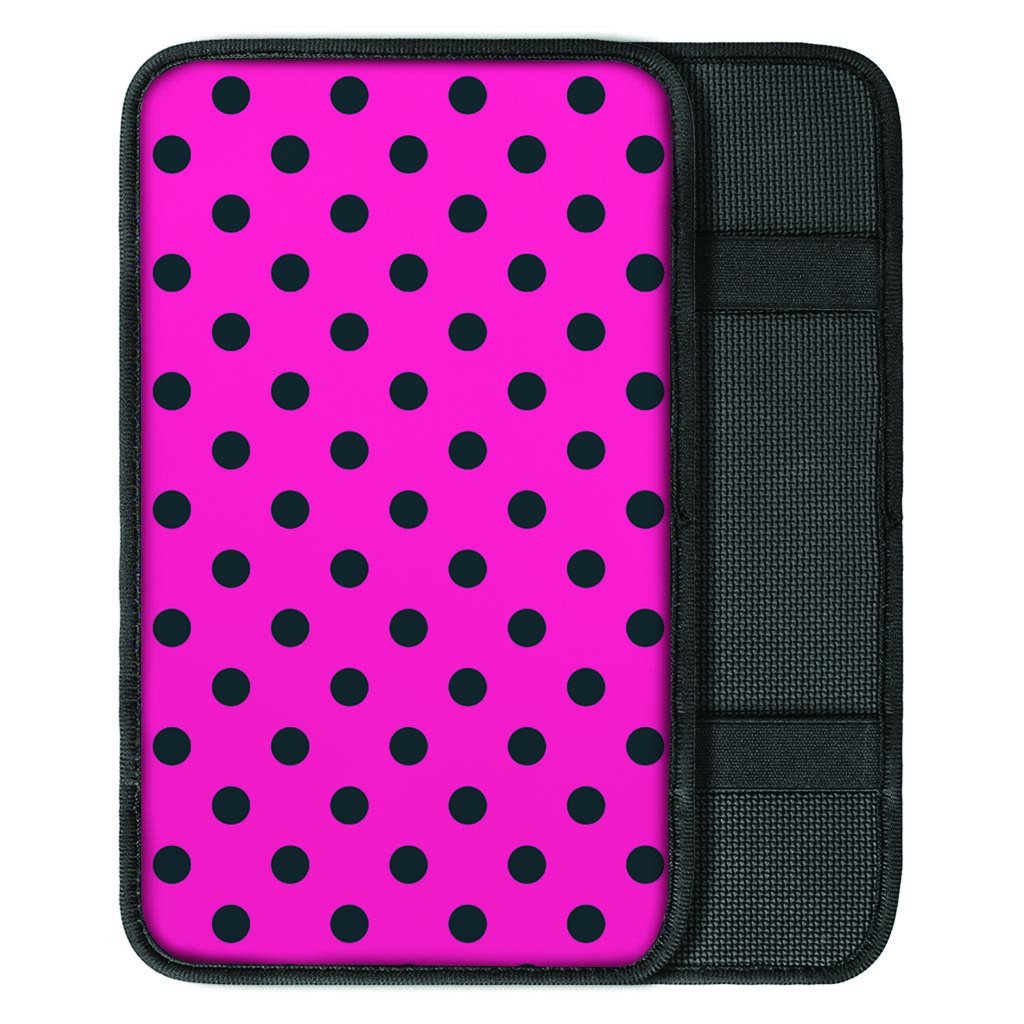 Pink And Black Polka Dot Car Console Cover-grizzshop