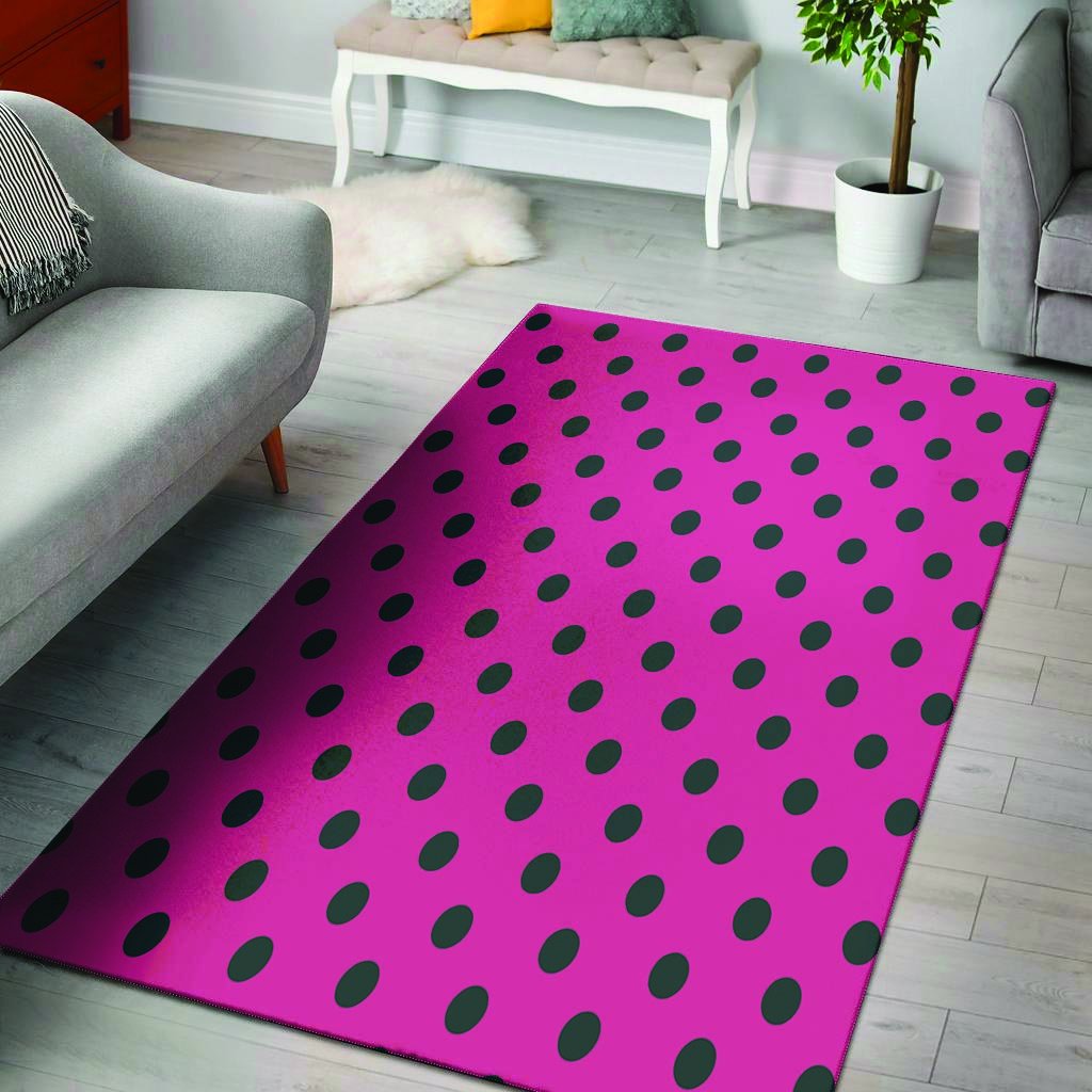 Pink And Black Polka Dot Floor Mat-grizzshop