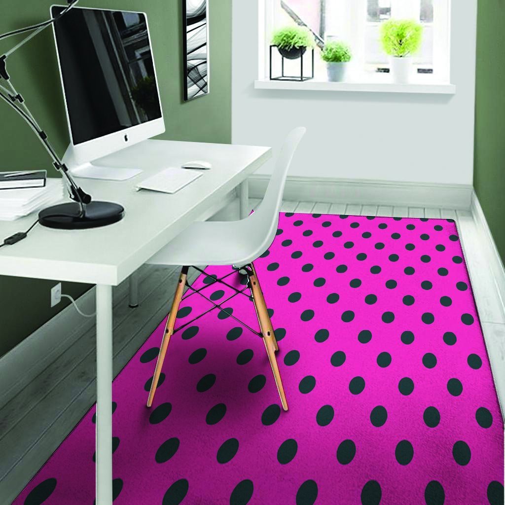 Pink And Black Polka Dot Floor Mat-grizzshop