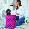 Pink And Black Polka Dot Laundry Basket-grizzshop