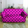 Pink And Black Polka Dot Loveseat Cover-grizzshop