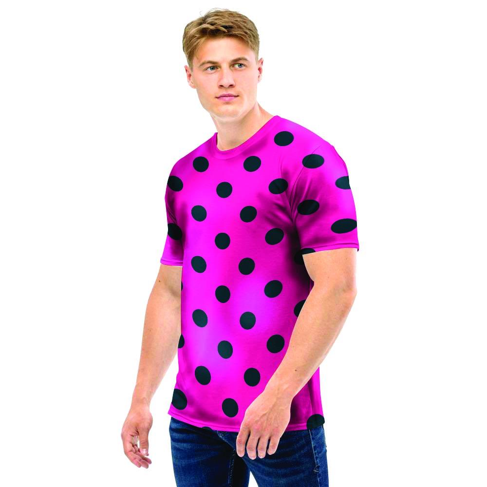 Pink And Black Polka Dot Men T Shirt-grizzshop