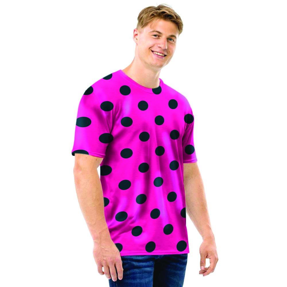 Pink And Black Polka Dot Men T Shirt-grizzshop