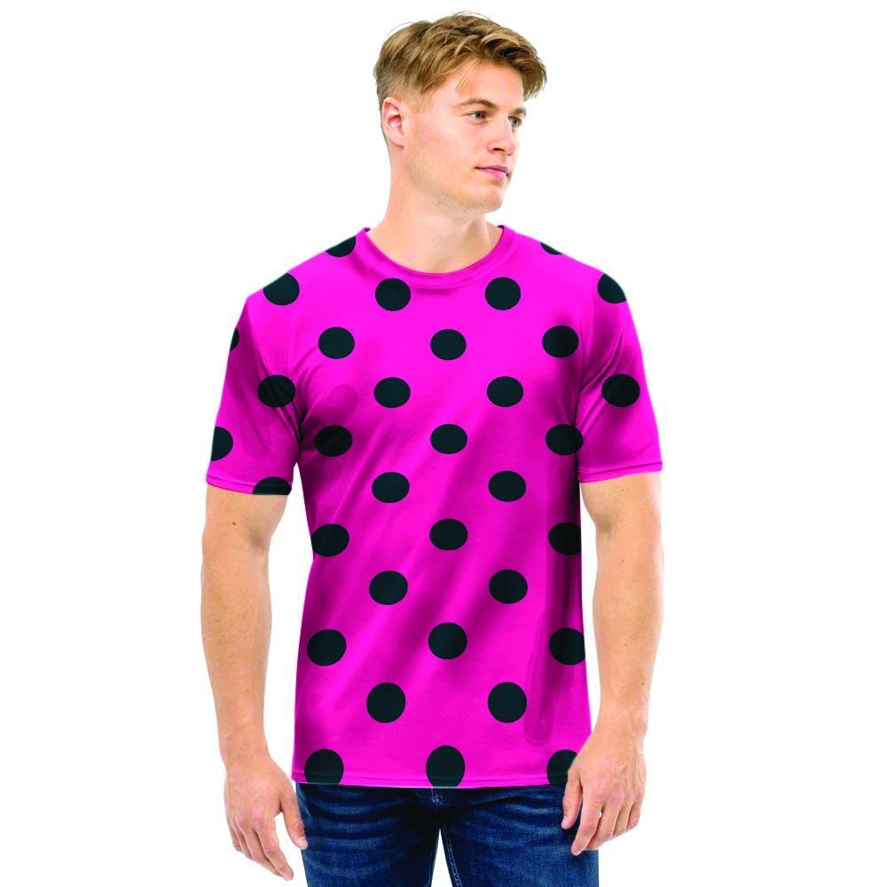 Pink And Black Polka Dot Men T Shirt-grizzshop