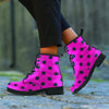 Pink And Black Polka Dot Men's Boots-grizzshop