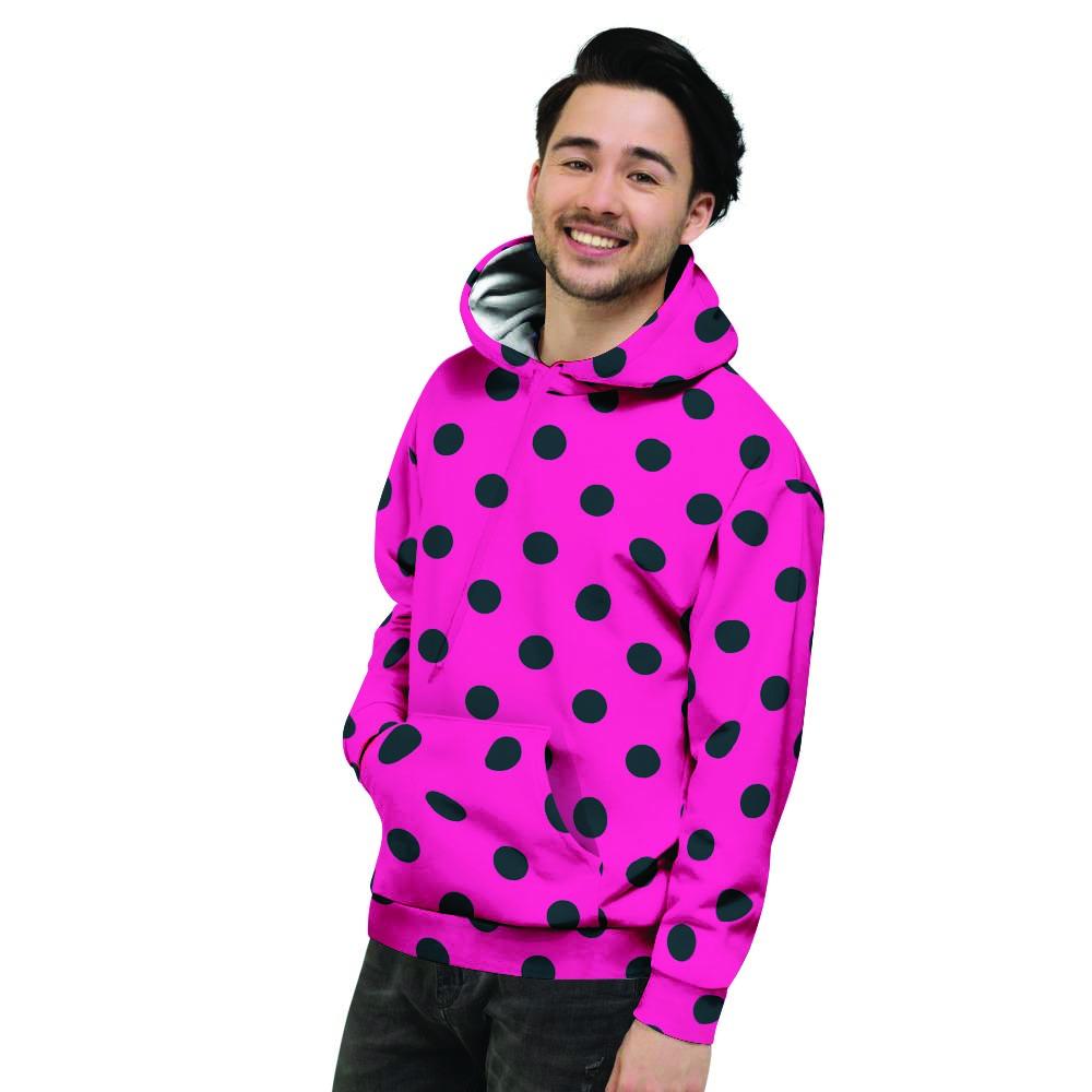 Pink And Black Polka Dot Men's Hoodie-grizzshop