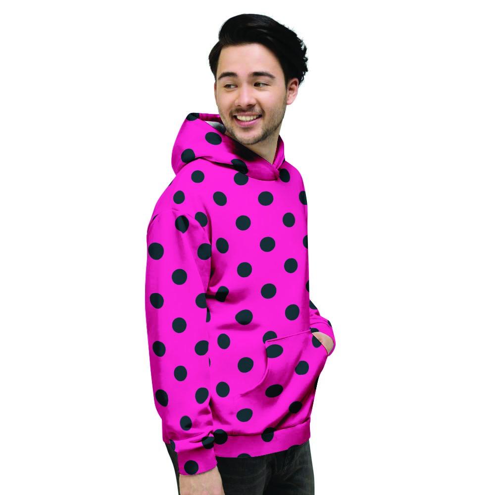 Pink And Black Polka Dot Men's Hoodie-grizzshop