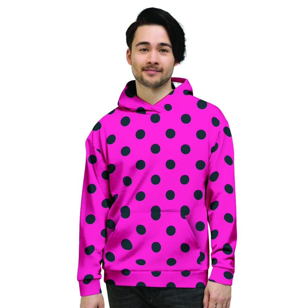 Pink And Black Polka Dot Men's Hoodie-grizzshop