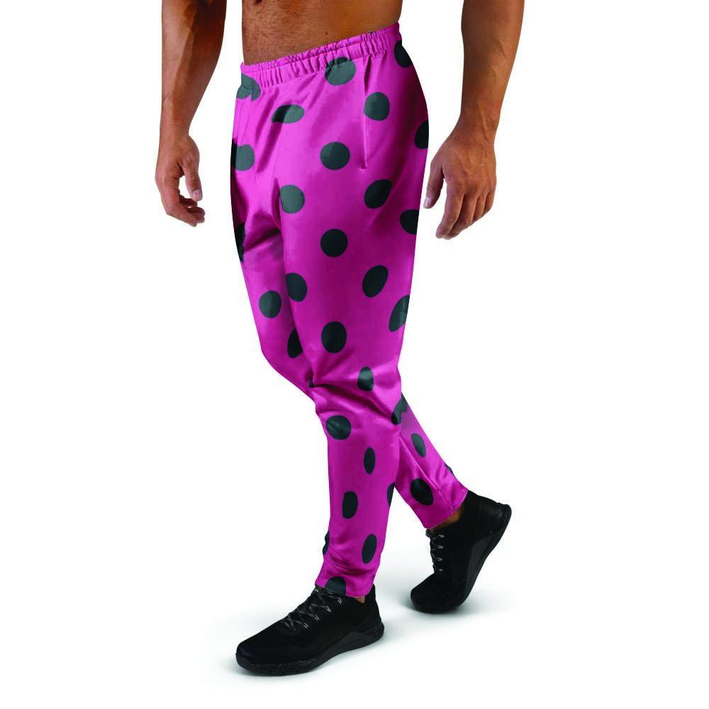 Pink And Black Polka Dot Men's Joggers-grizzshop