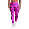 Pink And Black Polka Dot Men's Leggings-grizzshop