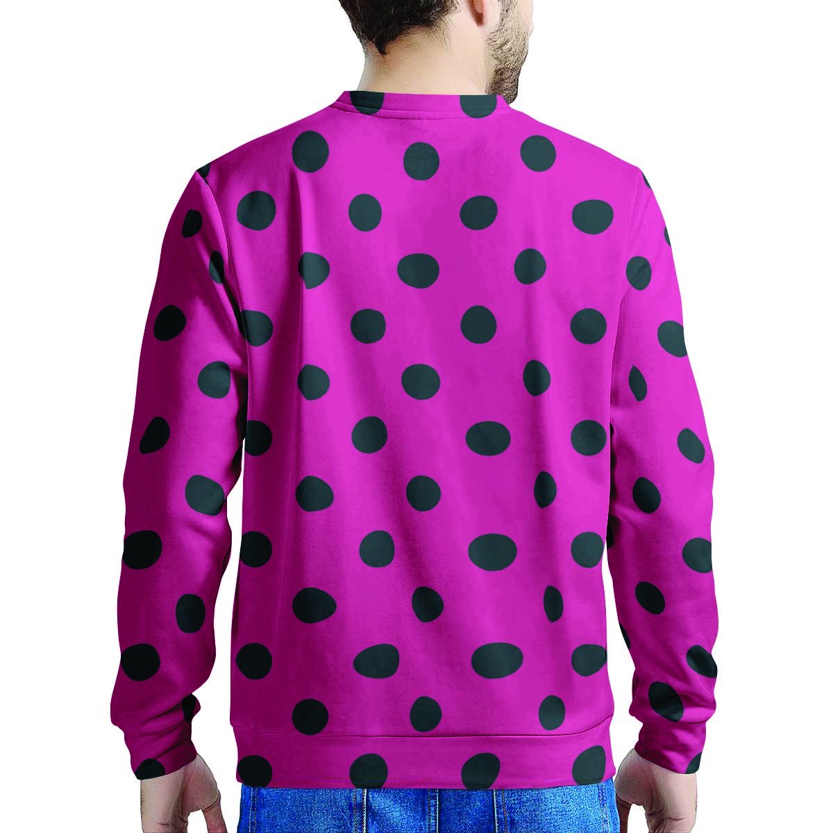 Pink And Black Polka Dot Men's Sweatshirt-grizzshop