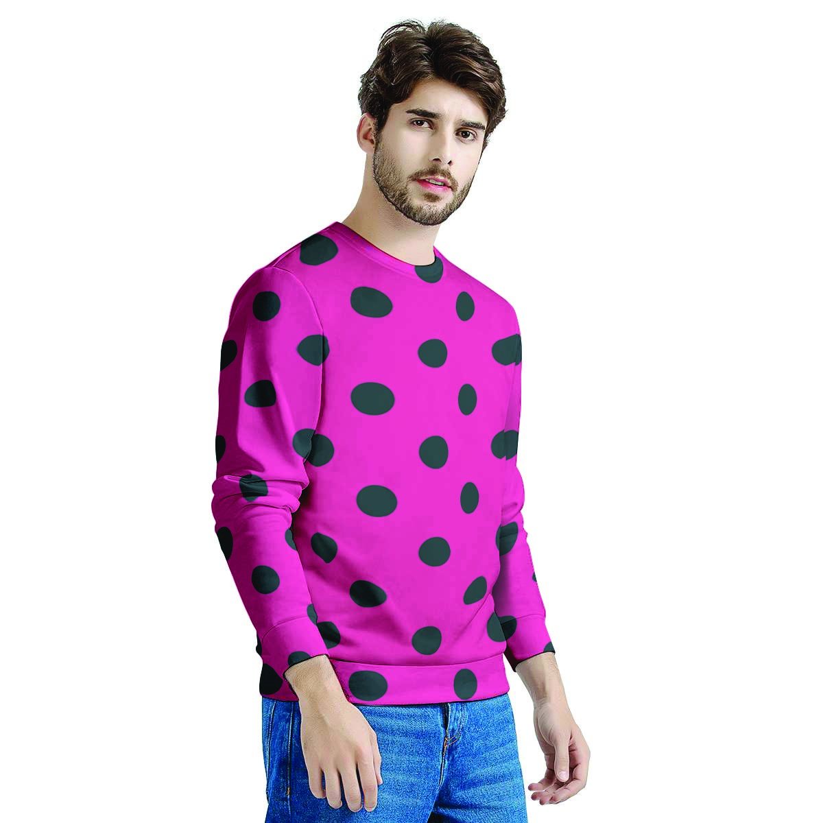 Pink And Black Polka Dot Men's Sweatshirt-grizzshop