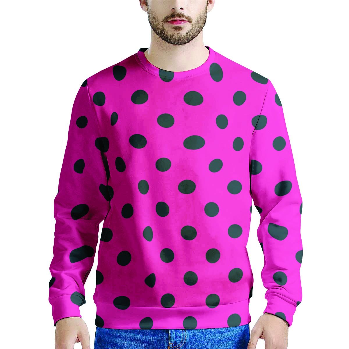 Pink And Black Polka Dot Men s Sweatshirt