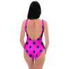 Pink And Black Polka Dot One Piece Swimsuite-grizzshop