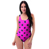 Pink And Black Polka Dot One Piece Swimsuite-grizzshop