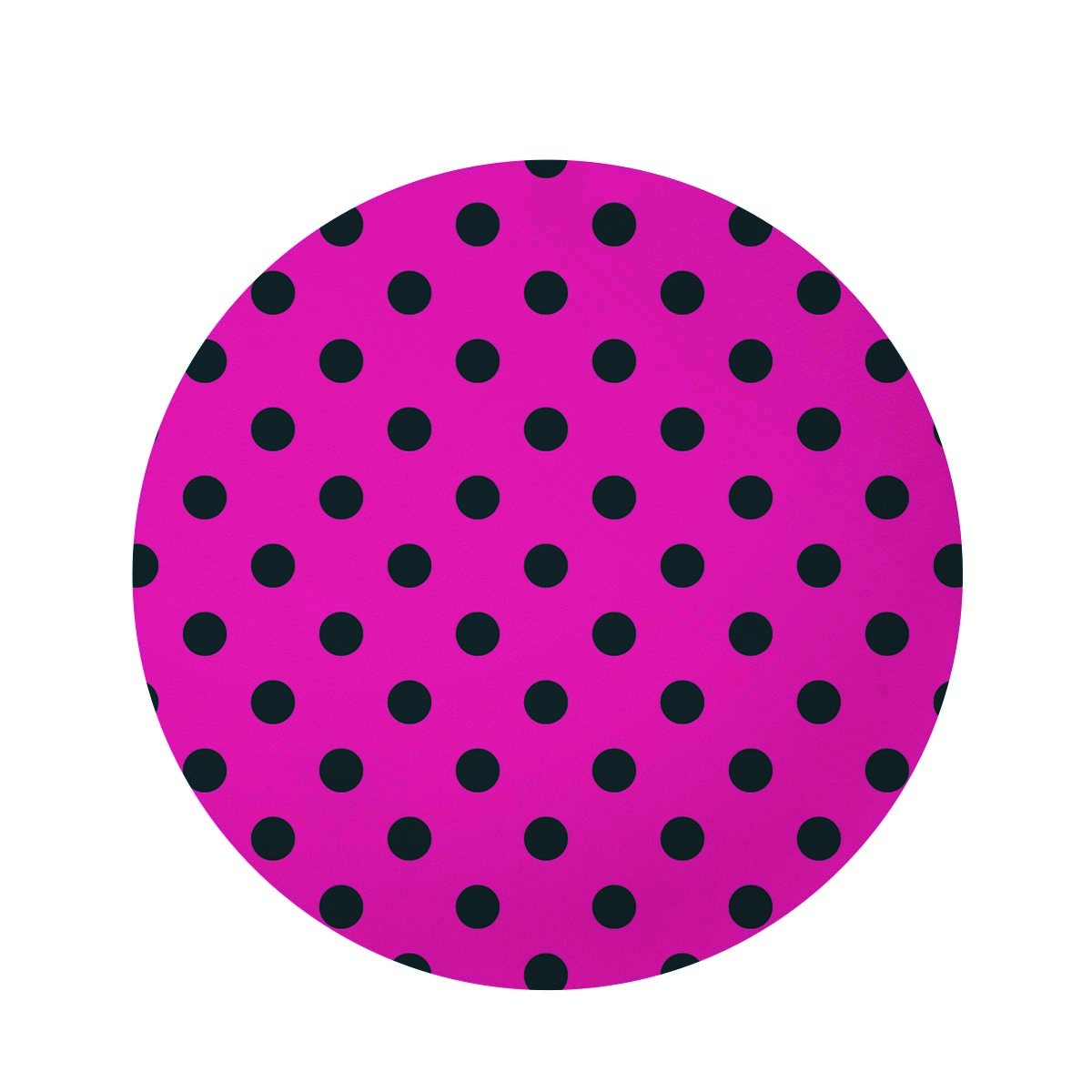 Pink And Black Polka Dot Round Rug-grizzshop