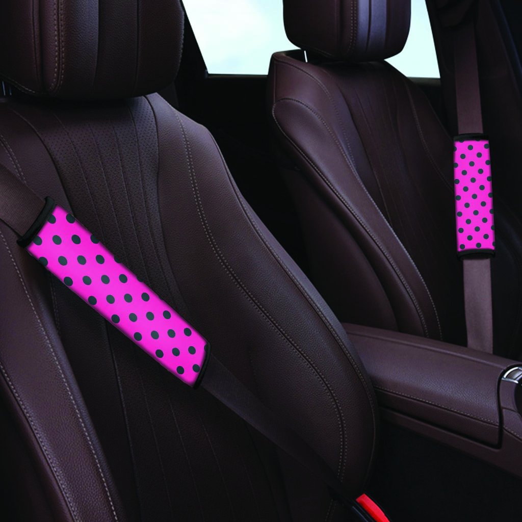 Pink And Black Polka Dot Seat Belt Cover-grizzshop