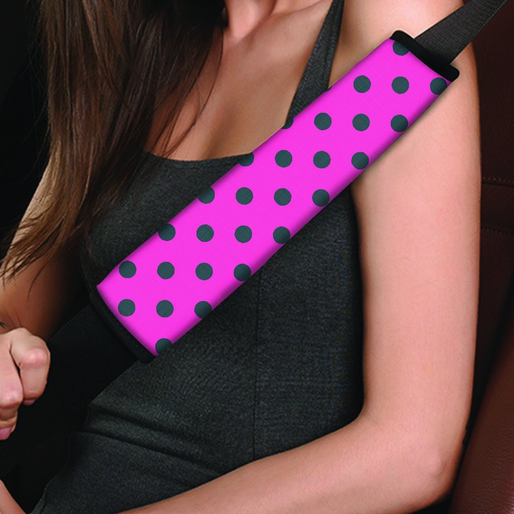 Pink And Black Polka Dot Seat Belt Cover-grizzshop