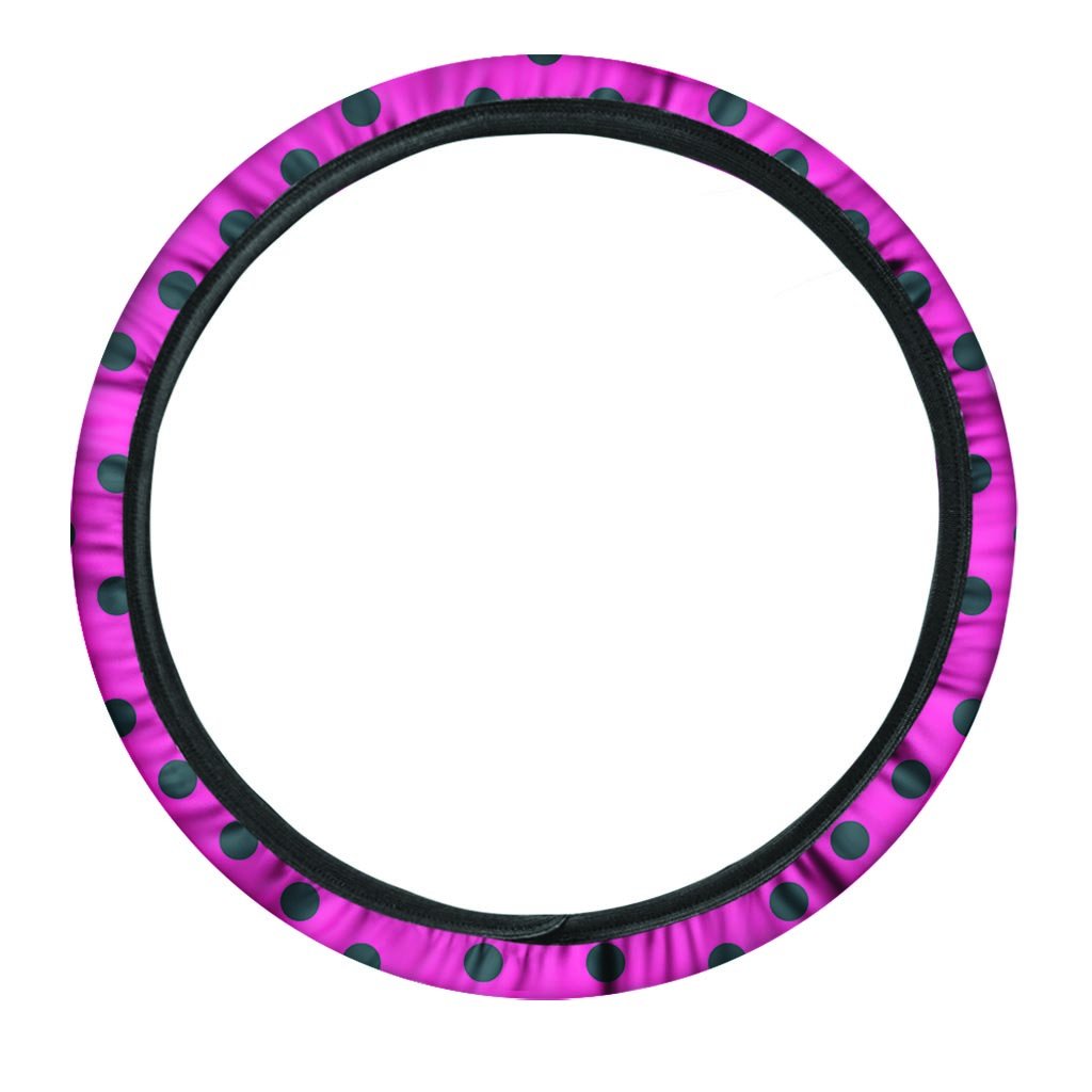 Pink And Black Polka Dot Steering Wheel Cover-grizzshop