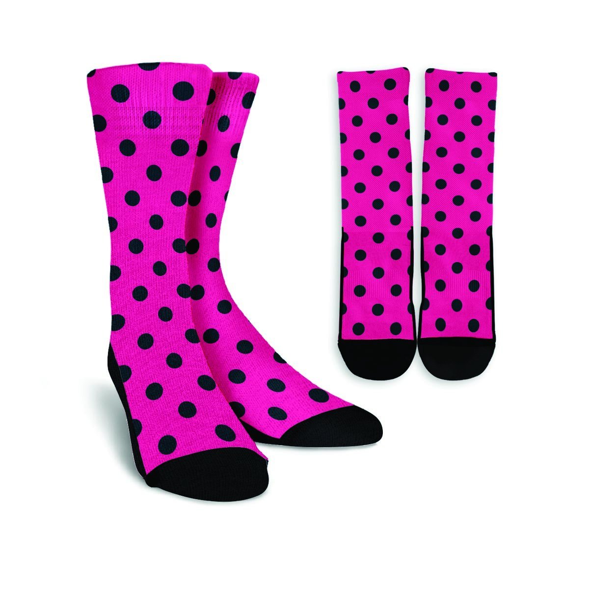 Pink And Black Polka Dot Unisex Socks-grizzshop
