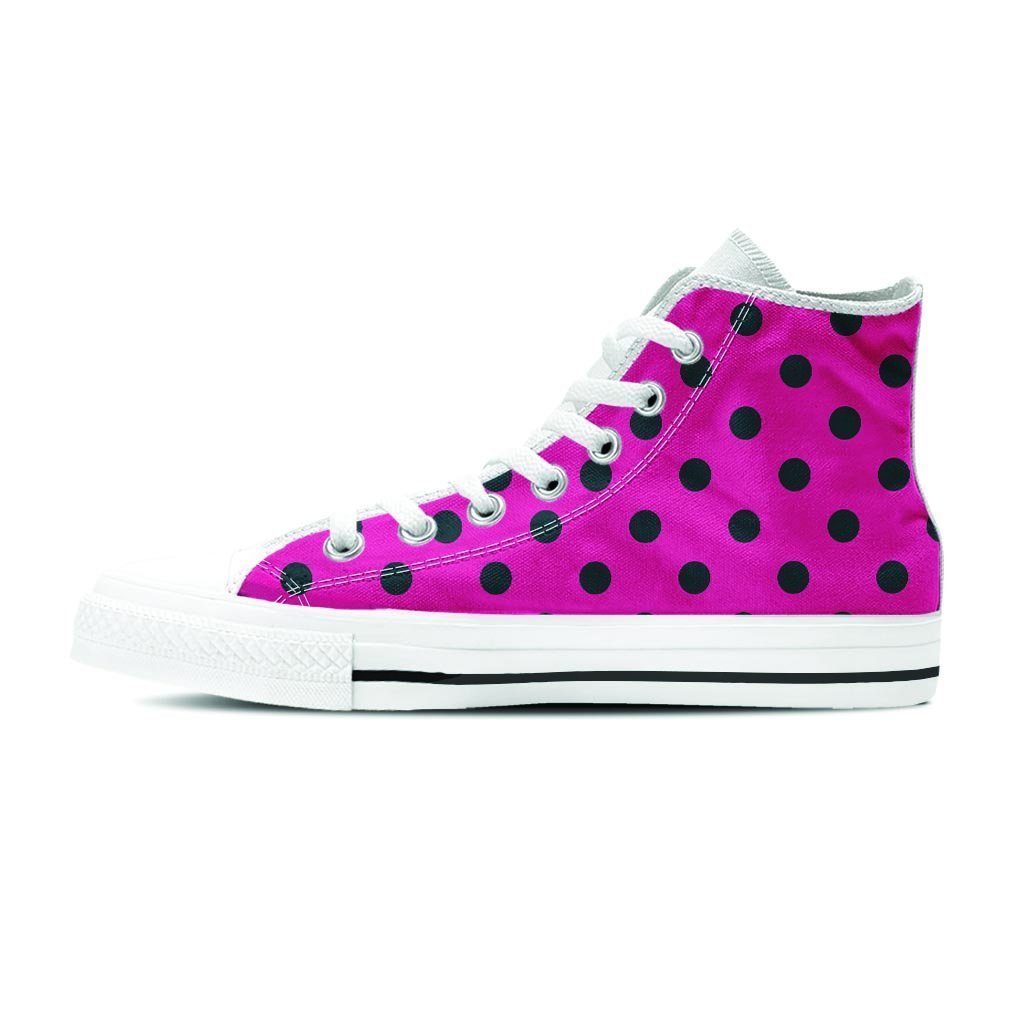 Pink And Black Polka Dot Women's High Top Shoes-grizzshop