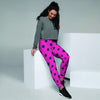 Pink And Black Polka Dot Women's Joggers-grizzshop