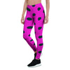 Pink And Black Polka Dot Women's Leggings-grizzshop