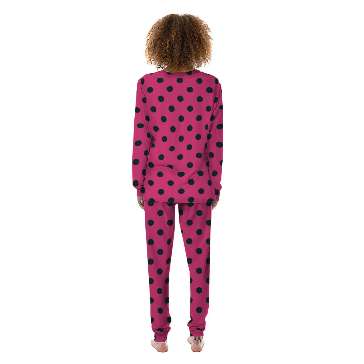 Pink And Black Polka Dot Women's Pajamas-grizzshop