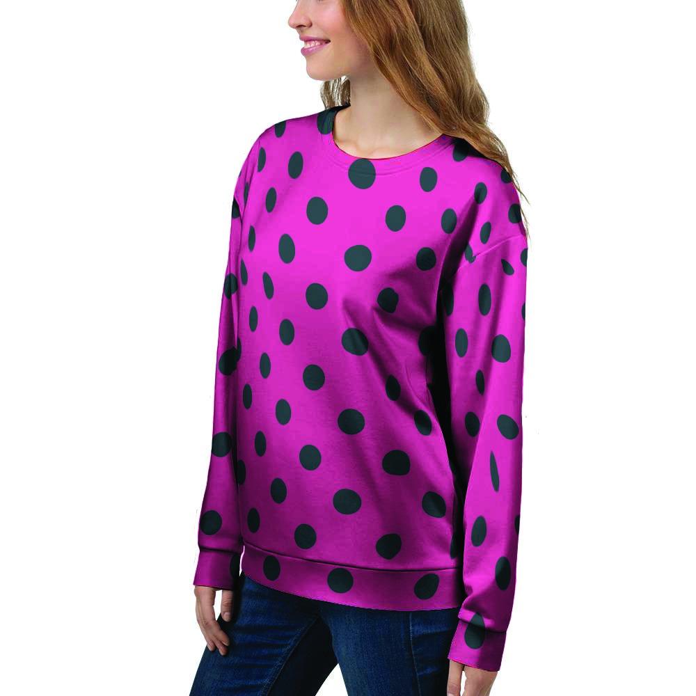 Pink And Black Polka Dot Women's Sweatshirt-grizzshop