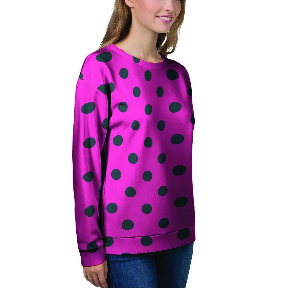 Pink And Black Polka Dot Women's Sweatshirt-grizzshop