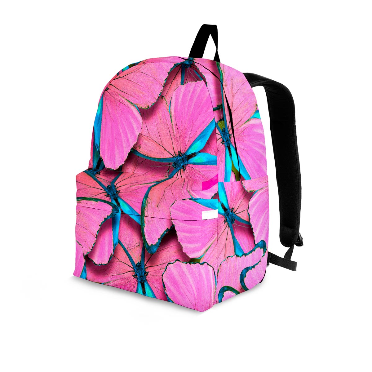 Pink And Blue Butterfly Print Backpack-grizzshop