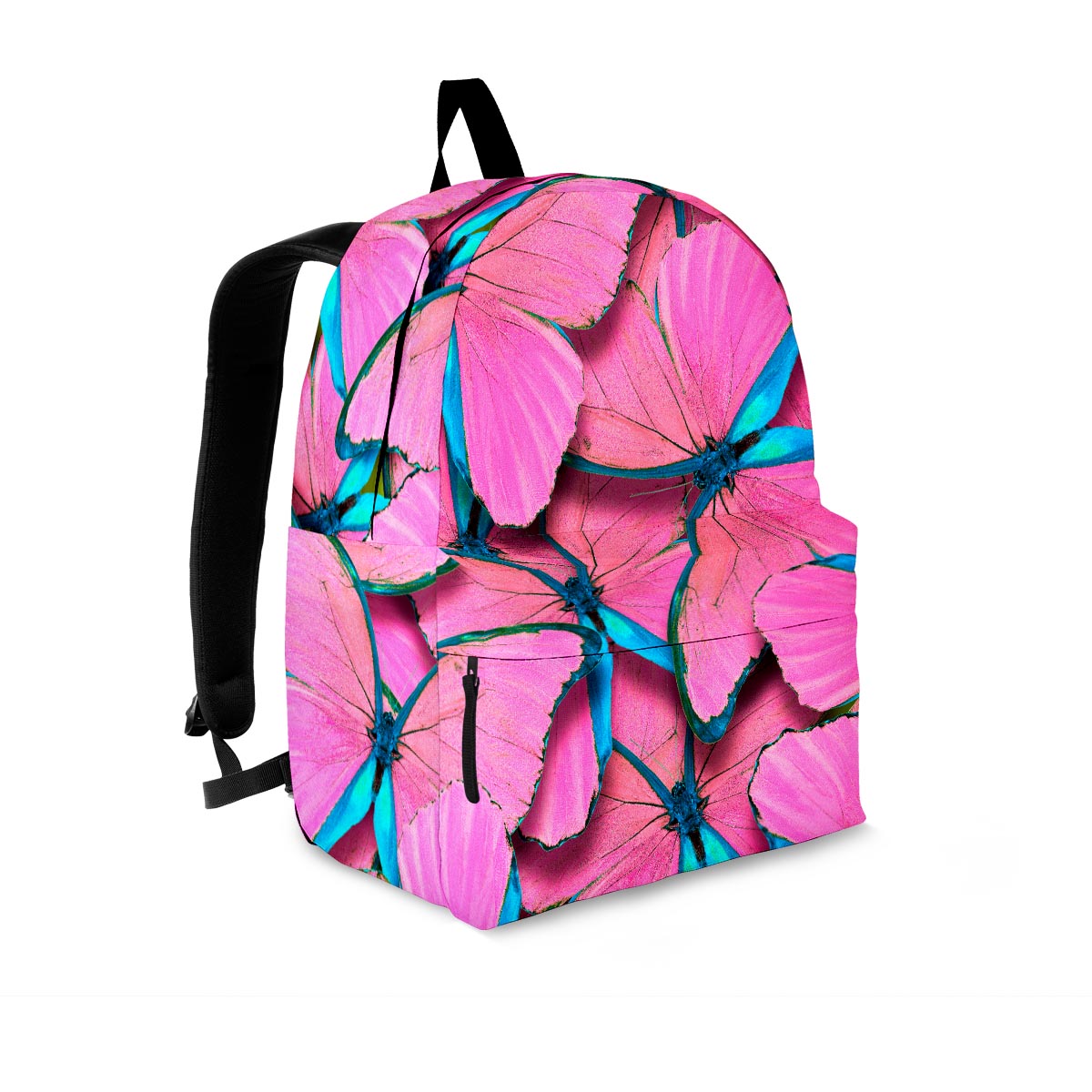 Pink And Blue Butterfly Print Backpack-grizzshop