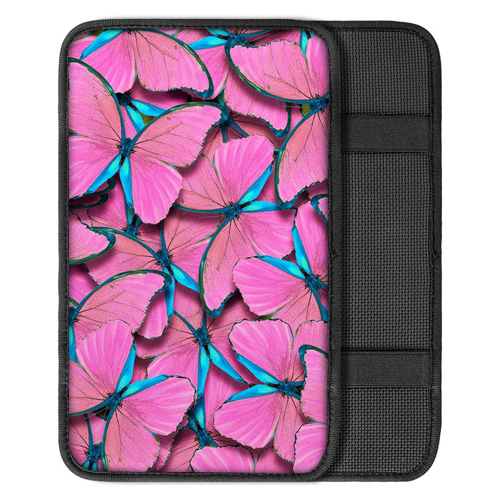 Pink And Blue Butterfly Print Car Console Cover-grizzshop