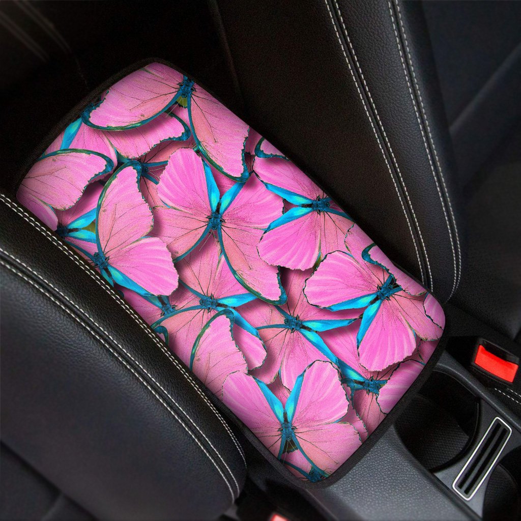 Pink And Blue Butterfly Print Car Console Cover-grizzshop