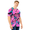 Pink And Blue Butterfly Print Men T Shirt-grizzshop