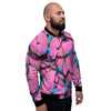 Pink And Blue Butterfly Print Men's Bomber Jacket-grizzshop