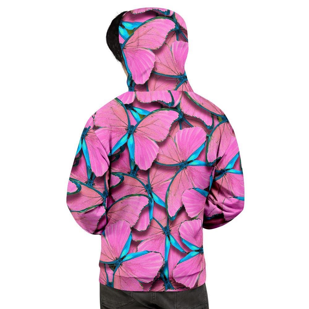 Pink And Blue Butterfly Print Men's Hoodie-grizzshop