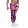 Pink And Blue Butterfly Print Men's Leggings-grizzshop