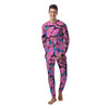 Pink And Blue Butterfly Print Men's Pajamas-grizzshop