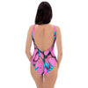 Pink And Blue Butterfly Print One Piece Swimsuite-grizzshop