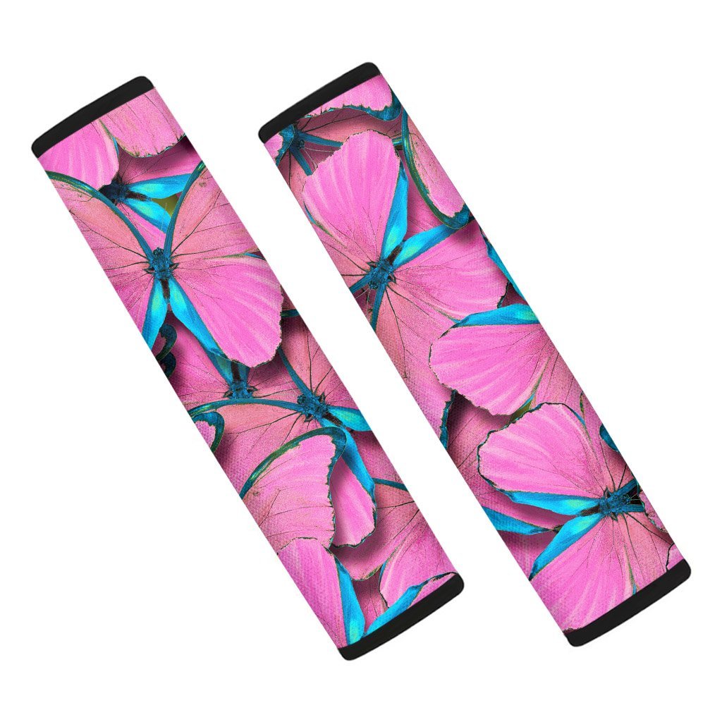 Pink And Blue Butterfly Print Seat Belt Cover-grizzshop