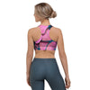 Pink And Blue Butterfly Print Sports Bra-grizzshop