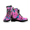 Pink And Blue Butterfly Print Women's Boots-grizzshop