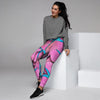 Pink And Blue Butterfly Print Women's Joggers-grizzshop