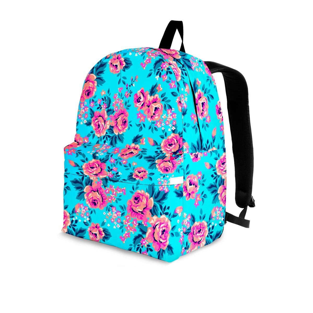 Pink And Blue Rose Floral Backpack-grizzshop