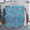 Pink And Blue Rose Floral Blanket-grizzshop